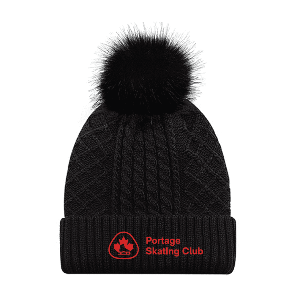 1E140L Acrylic/Polyester Satin Pom Pom Toque - Black